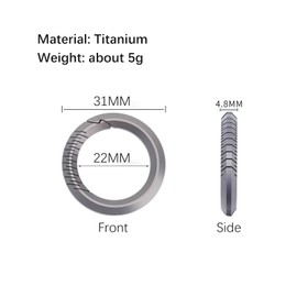 Titanium Round Carabiner Keychain Clip, Durable Quick Release Car Key Chains with Key Rings for men and Women, Gifts (Black Carabiner Clip + 20mm Black Keyring*5)