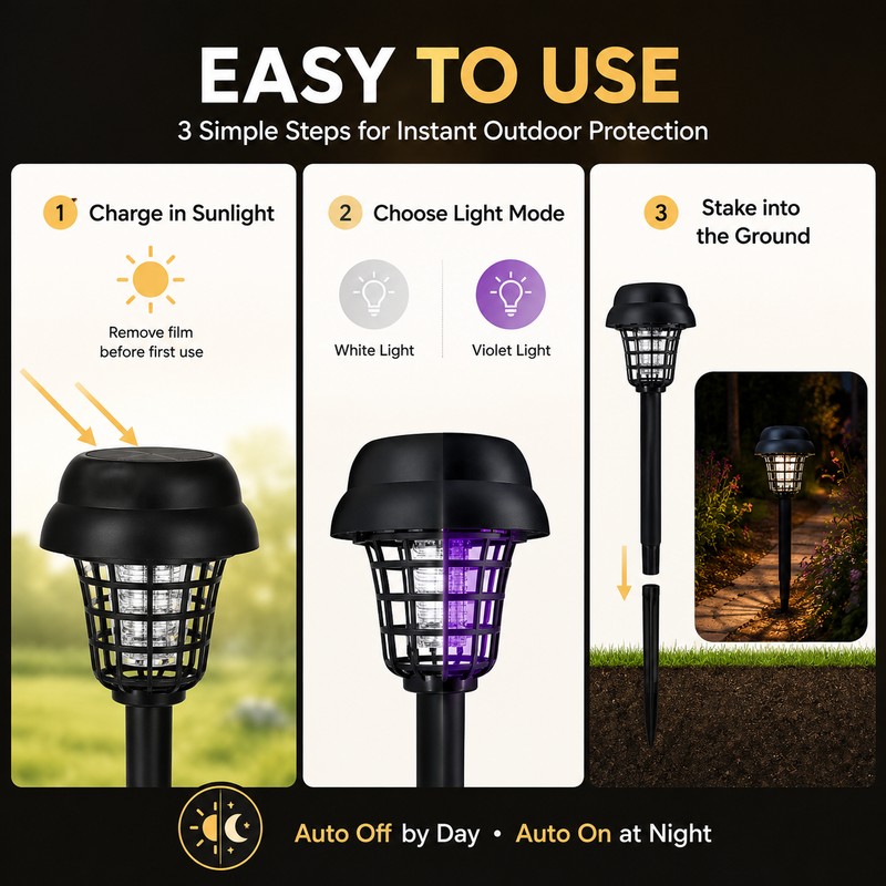 Solar Bug Zapper Lights for Outdoor Use – Waterproof Mosquito
