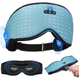 ZRUHIG 3D Contoured Sleep Mask with Bluetooth Headphones, Adjustable Blackout Sleeping Mask, Easy Installation Sleeping Headphones with Ultra-Thin Stereo Speakers for Men, Women-Blue
