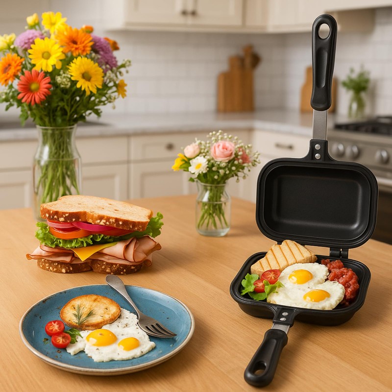 Zerone Frying Pan, Non Stick Double Sided Baking Pan Multifunction