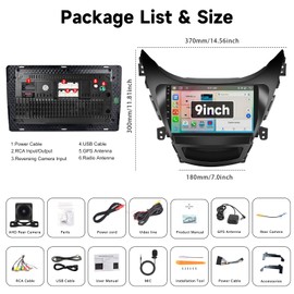 8-Core 4+64G Android Car Stereo for Hyundai Elantra 2011-2013 with Carplay Android Auto 59 Theme 9 inch Touchscreen Bluetooth 5.0 FM/RDS Network Radio DSP 32EQ AI Voice GPS/Galileo/Glonass