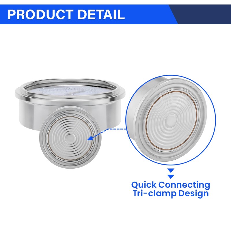 MEASUREMAN 0-60 PSI Sanitary Pressure Gauge - Liquid Filled Stainless