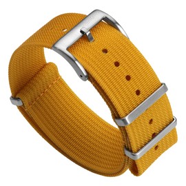 WatchGecko Ridge Military Nylon Watch Strap. Nylon Mens Replacement Watch Strap. Rugged, Quick-Drying and Secure Wristwatch Strap for Outdoor Activities. Yellow, 22 mm