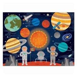 Petit Collage Floor Large Puzzle for Kids, Completed Outer Space Jigsaw Measures 18” x 24”, Makes a Great Gift Idea for Ages 3+, 24 Count