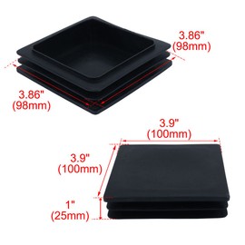 sourcing map 100mm x 100mm Plastic Square Inserts End Blanking Caps Black 4 Pcs