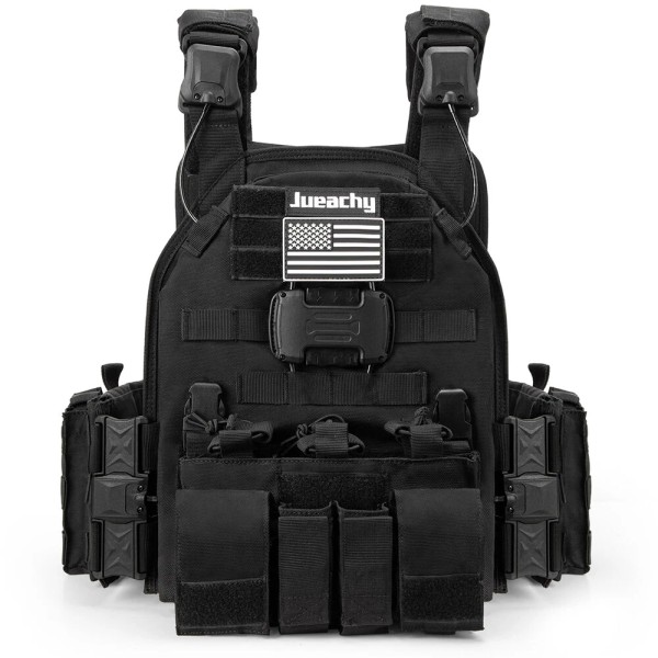 Jueachy Padded Carrier Vest with MOLLE System Pouches, Adjustable Chest