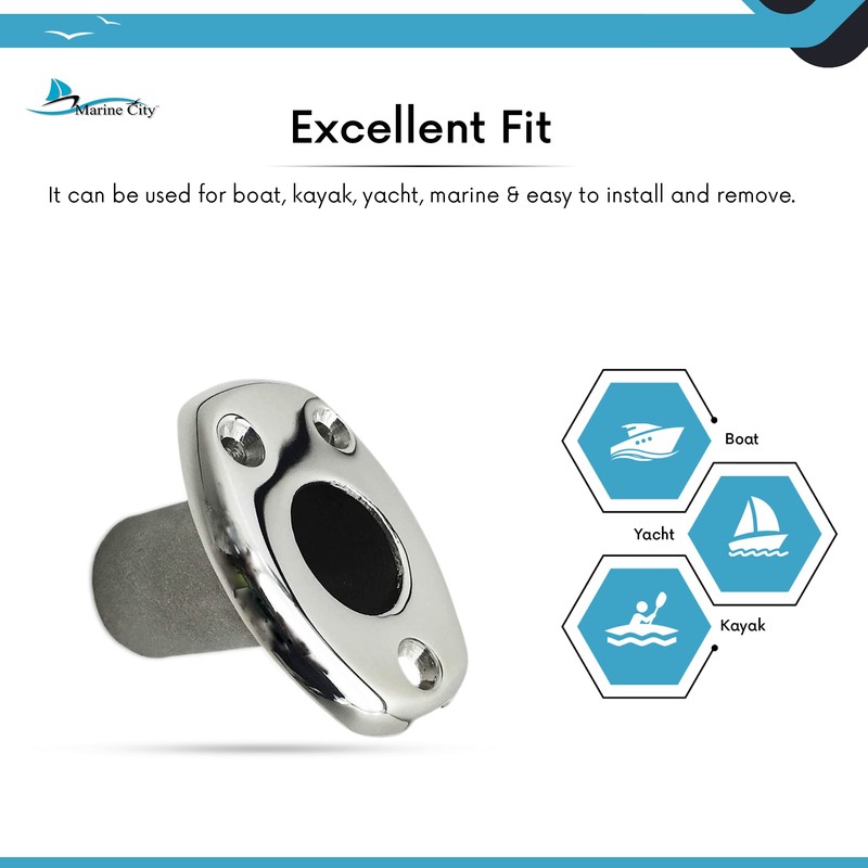 MARINE CITY Deck Flush Base Flag Socket, 316 Stainless Steel,