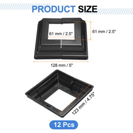 sourcing map 12Pcs Post Base Cover, 5"x4.75" (Internal Size 2.5"x2.5") PVC Split Style Post Skirt, Porch Column Wrap for Post Fence Deck Cable Railing Baluster Stair Rails, Black