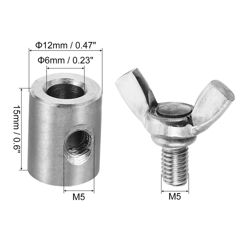 PATIKIL 6pcs 6mm Hole Wire Rope Clips 304 Stainless Steel