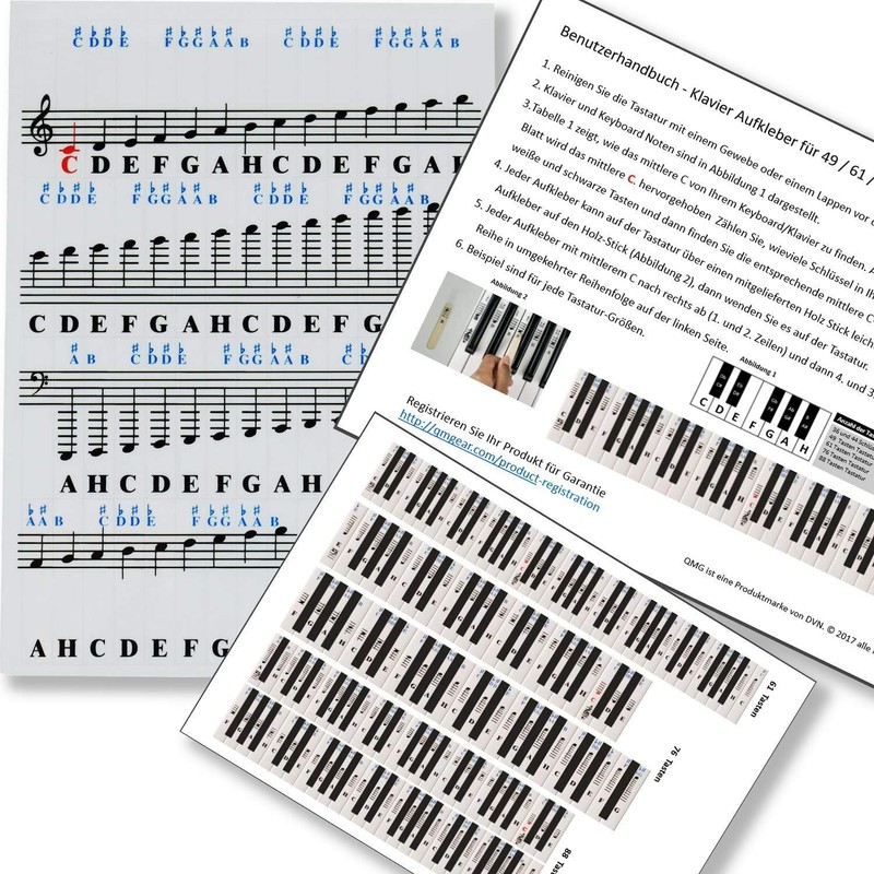 Piano Sticker for 49/61/76/88 Key Keyboards - Transparent and Removable
