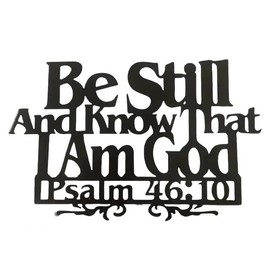 17X12 Inch Christian Metal Wall Art Home Religious Black Wall Decor Psalm 46:10 Be Still and know that i am God Jesus Bible Verse Large Wall Sign Hallway Kitchen Bathroom Bedroom Faith Spiritual Wall Scripture Inspirational Plaque Hanging Decoration Holy Prayer Wall Bibical Words House Indoor