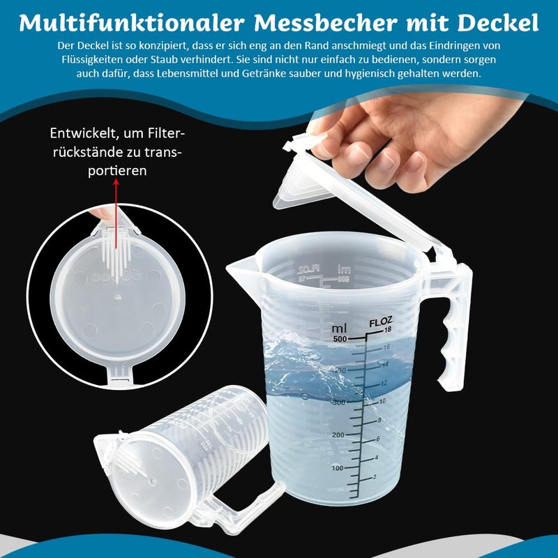 LIMITADA Pack of 3 Measuring Cups Plastic 100 ml 250
