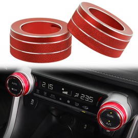KEEGTBOX Center Control Switch Knob Ring Trim AC Air Conditioning Knob Cover Compatible with Toyota RAV4 2019 2020 2021 2022 RAV4 Prime 2021 2022 Interior Accessories