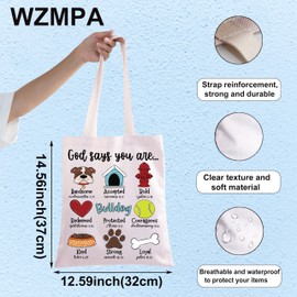 WZMPA Bulldog Tote Bag Bulldog Training Gift God Says You Are Handsome Accepted Bold Bulldog Grocery Bag Bulldog Mom Gift, God Says Bulldog Tg, L