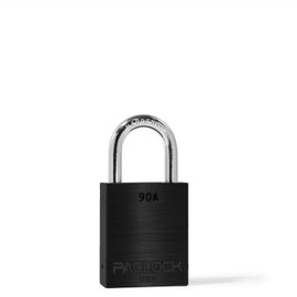 PACLOCK's 90A-Series Padlock, 1-3/16" Tall Hardened Steel Shackle, High Performance 6-Pin Cylinder, Keyed Differently w/ 2 Keys, Black