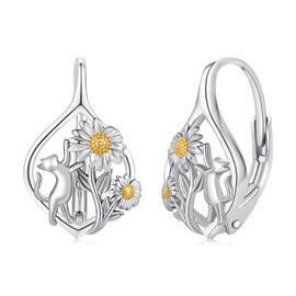 Panda/Highland Cow/Elephant/Butterfly/Dragonfly/Cat Earrings Hoop Earrings for Women 925 Sterling Silver Animal Hoop Earrings Hypoallergenic Jewellery Birthday Gifts for Sensitive Ears, Sterling