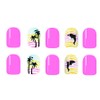Summer Press on Nails Short Square Palm Tree Fake Nails