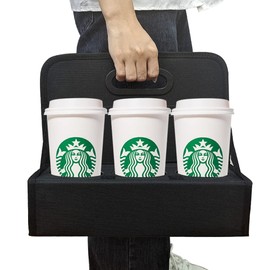 Reusable Cup Carriers for Drinks, 6 Cup Portable Drink Carrier, Drink Carrier with Handle, Drink Holder for Hot and Cold Beverages Such as Coffee, Wine, Milk Tea, Etc, Black