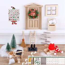 POFIBO 50 Piece Gnome Door Set - Christmas Gnome Accessory Set with Construction Site, Baking Set and Advent Calendar, Miniature Gnome Accessories, Christmas Gnome for Christmas Decoration, Gift for