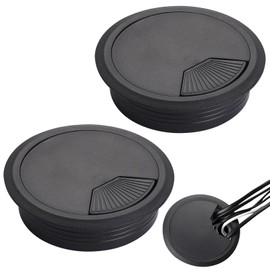 Cable Grommet Desk, Pack of 2 80 mm Cable Feed-Through Desk Black Sockets Cover Plastic for Table Office Desks