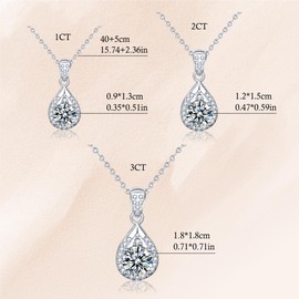 PINAIDYINS Moissanite drop style 1CT necklace, 925 sterling silver plated with 18k gold, D color perfect cut, ladies diamond necklace, with GRA certificate of authenticity (1CT, SD)