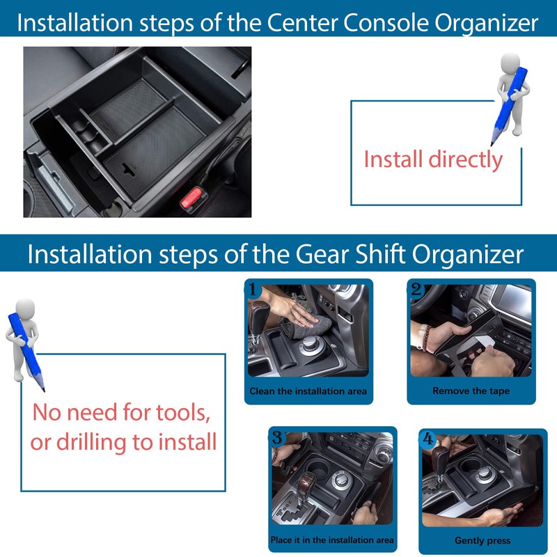 JDMCAR 2PCS Upgrade Gear Shift Organizer Tray and Center Console