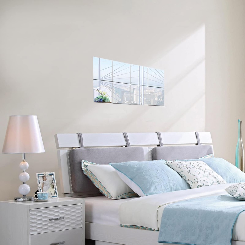 25 Uds DIY Pegatinas de Pared de Espejo Cuadrado 15cm