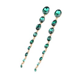 arete largos de vidrio con abalorio de vidrio, con borlas y lágrima, para mujer, bohemio, coloridos y brillantes, para bodas, novias, bailes de graduación, Metal Diamante de imitación, Metal