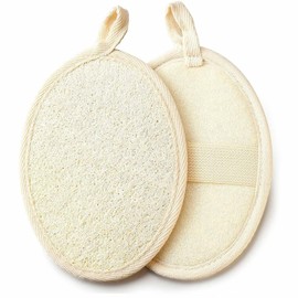 Natural Loofah Sponge Exfoliating Body Scrubber (2 Pack),Made with Eco-Friendly and Biodegradable Shower Luffa Sponge, Loofah for Women and Men, Beige.