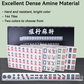 drizzle White Travel Mini Mahjong Set 20mm with Instructions - Portable 146 Tiles - for Beginners with 4PCS Racks 2 Pounds - Chinese Mah-Jong Game 麻将