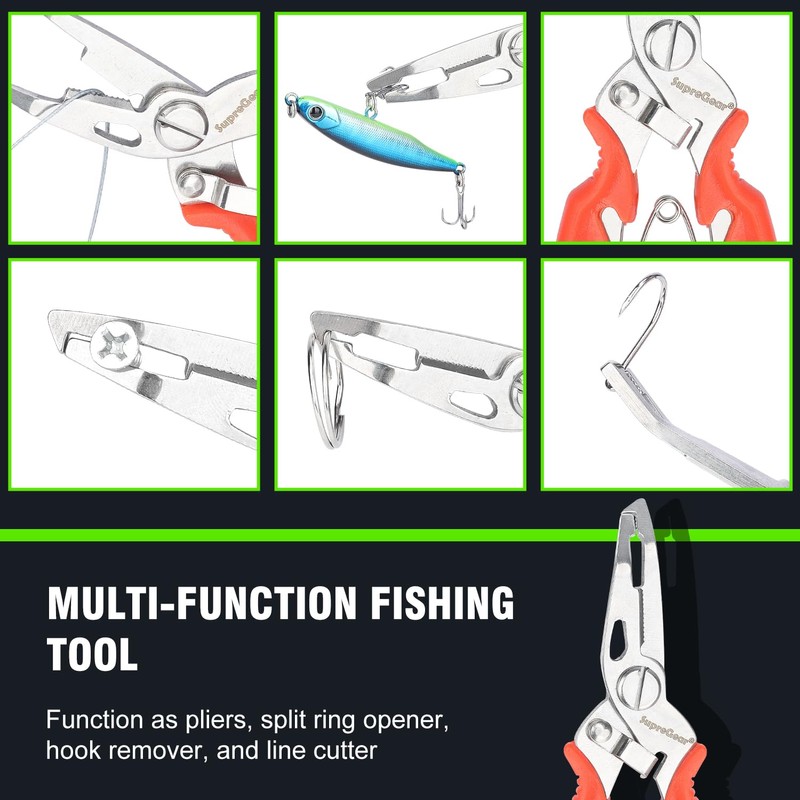 supregear Mini Fishing Pliers, Multi-Function Stainless Steel Tools with Split