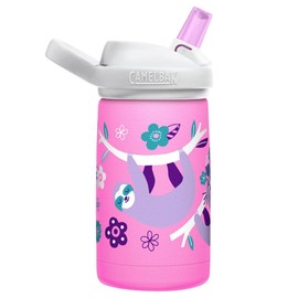 CamelBak 2665601035 Eddy+ Kids 12 oz Botella de Agua con Sorbito, Acero Inoxidable con Aislación, Flowerchild Sloth