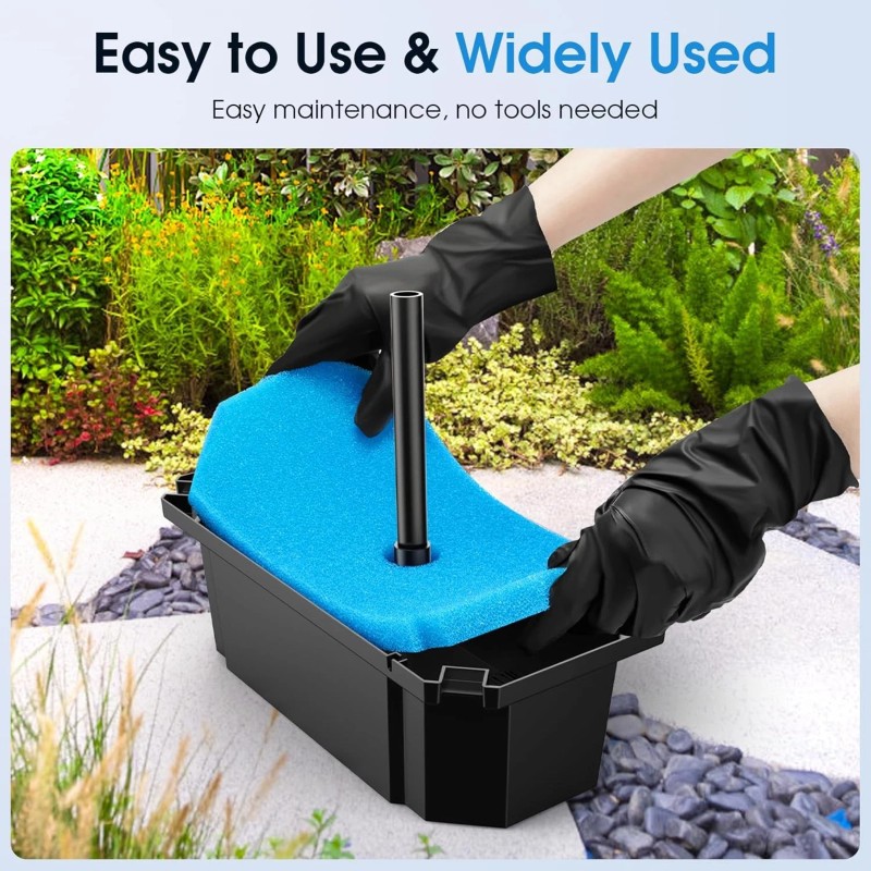 POPOSOAP Pond Filter with Pump Fountain Kits, 660GPH S104, Black+blue