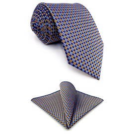 S&W SHLAX&WING Men's Extra Long Necktie Set with Pocket Square 160cm XL Assorted, A68-XH