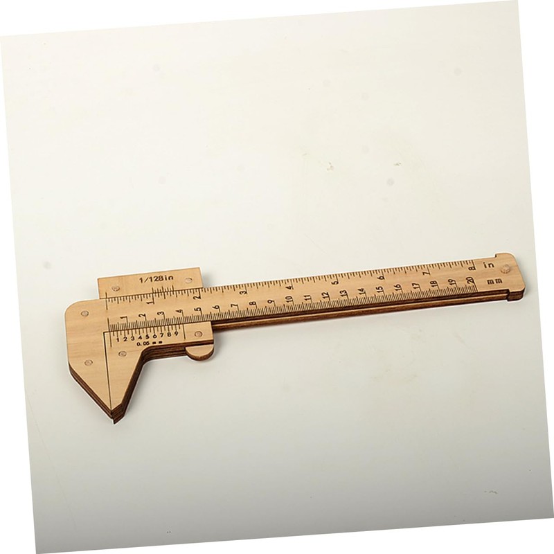 GLEAVI Wood Caliper Measuring Ruler Portable Straight Ruler for Students