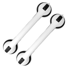 2-Pack Grab Bars for Bathtubs and Showers, 16 inch Shower Handle Suction Shower Bar, Safety Bars for Shower Chair, Bathroom Grab Bar for Senior，No Drilling Removable (Black, 16 inch)