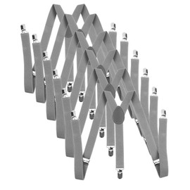 ICObuty Men's Y Shape Suspender Adjustable Elastic Solid Color 6 Pack, Grey, Medium