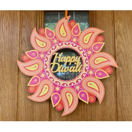 Neon Tulip Diwali Front Door Wreath | Diwali Door Garland | Porch Door Décor | Diwali Décor | Decorative Wreath | Festival of Light Door Wreath