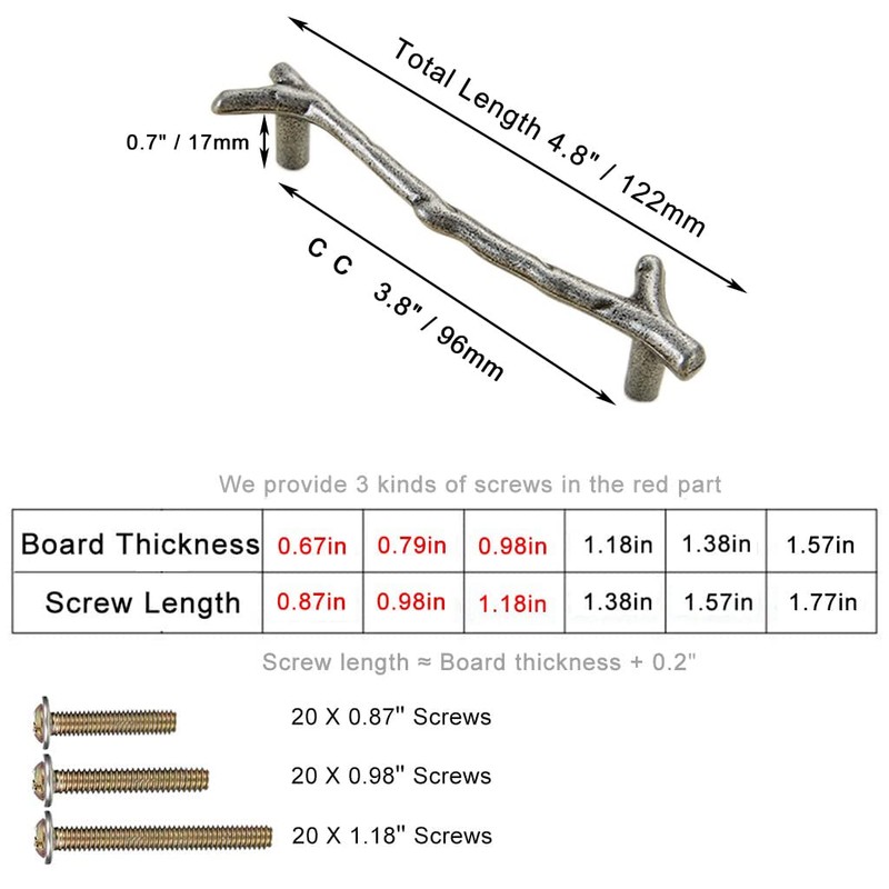 ESreake 10pcs Vintage Tree Twig Branch Cabinet Knobs Pulls Handles,Zinc