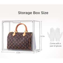 HBlife 3 Pack Purse Storage Organizer for Closet, X-Large Clear Stackable Handbag Display Case Box with Magnetic Door for Collectibles, Cosmetics, Women Heels and Toys