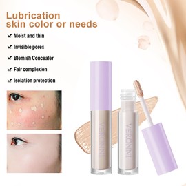 JasCherry Liquid Makeup Concealer Pen, Durable Waterproof for All Skin Types, High Coverage Concealer for Eye Concealer, Dark Circles, Face Redness, Matte Natural Concealer with Brush Set