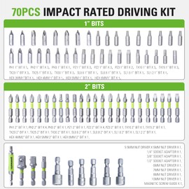 Greenworks Hardened screwdriver bits (70 pieces comprehensive set of pick and click bits suitable for all cordless screwdrivers)
