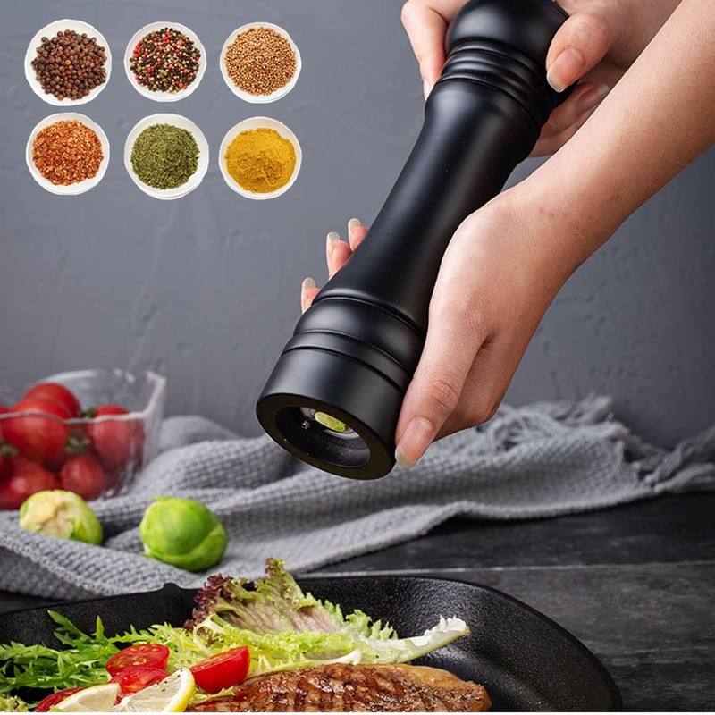 BINHAI Black Set Salt Pepper Mill,Wooden Pepper Grinder Manual Mills