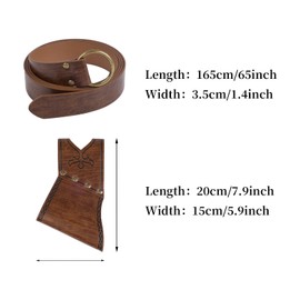 EpicCos Medieval Sword Belt Scabbard Set, Viking Sword Frog Faux Leather Sword Holster with Adjustable Belt for Ren Faire (Brown A)