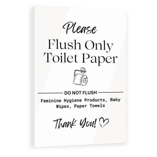 “Flush Only Toilet Paper” Clear Acrylic Sign – Glass-Like Finish