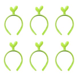 6Pcs Adorable Sprouts Headband Sapling Hairpin for Women Kids Comfortable Plush Cartoon Green Bean Sprout Hair Accessory for Parties Weddings and Cosplay Events Decor Gift Nonslip (Green, Headband)