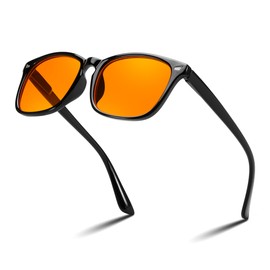 FEISEDY Gaming Blue Light Glasses for Men Amber Lenses for Computer Eyeglasses Reduce Eyestrain Sleep Glasses B2519