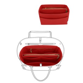 LEXSION Purse Tote Diaper Bag Organizer Lightweight Felt Insert Bag in Bag with Zipper Inner Pocket For Neverful Speedy 8037 Red L