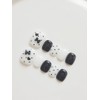 Black dot pedi tip Handmade nail tip - Round Square