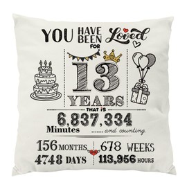 Yontree 13th Birthday Gift for Girls and Boys, 45x45 CM 13th Birthday Cushion Cover Double-Sided Throw Pillow Cover Cushion Case 13th Birthday Decorations 13 Year Old Birthday Present